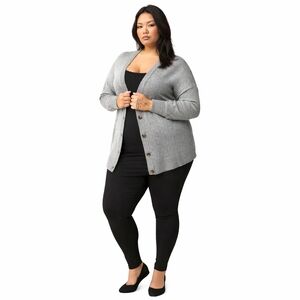 TORRID 4X heather gray drop shoulder cotton boyfriend button  cardigan